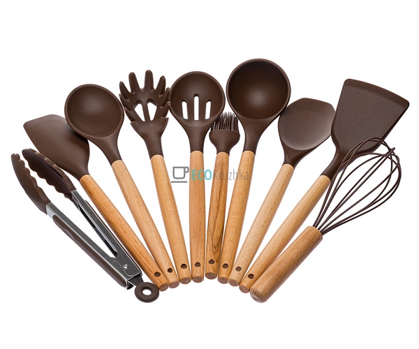 Набір кухонного приладдя 12 предметів з бамбуковою ручко ... Набір кухонного приладдя 12 предметів з бамбуковою ручко ...