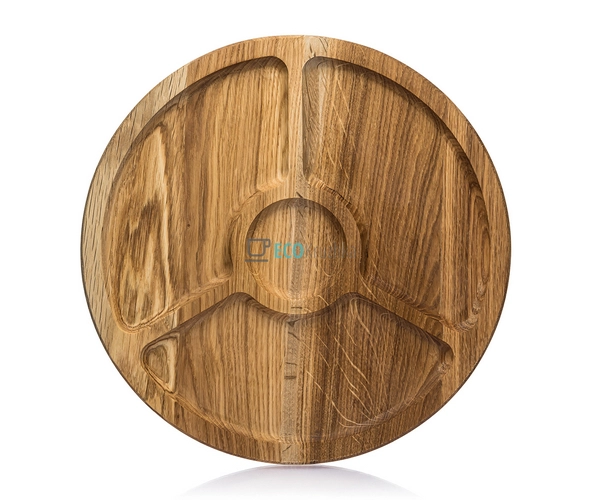 Менажниця кругла дубова чотирисекційна з соусником 30 см ... Менажниця кругла дубова чотирисекційна з соусником 30 см ...