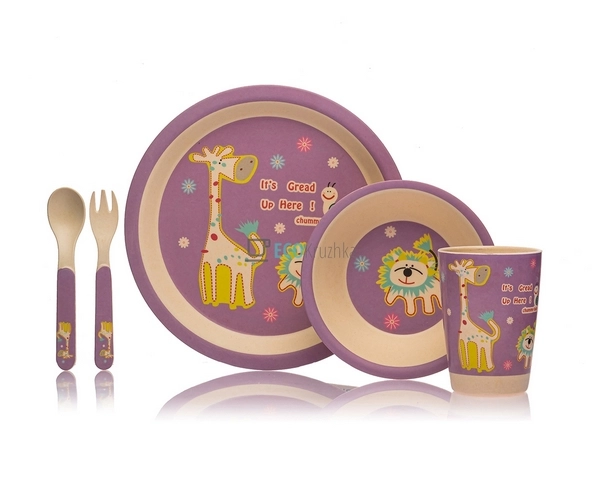 Набір дитячого посуду бамбуковий 5 приладів Звірі Eco Ba ... Набір дитячого посуду бамбуковий 5 приладів Звірі Eco Ba ...