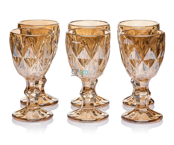 Набір чарок із кольорового скла 6шт Glassware 40 мл Золо ...