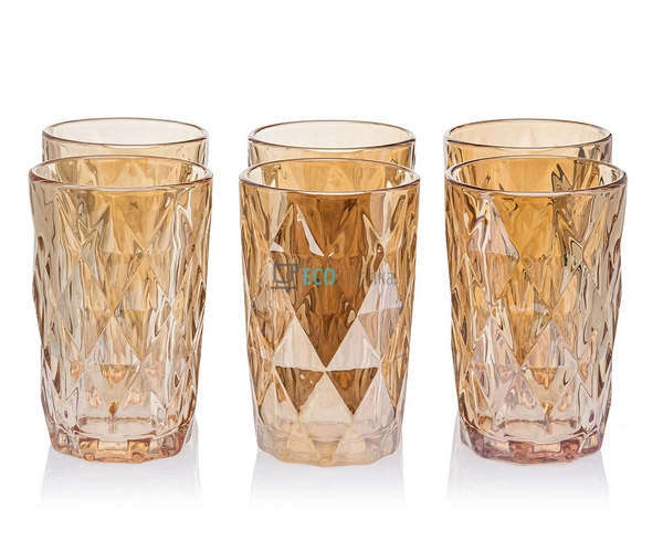 Набір кольорових склянок 6шт Glassware 350мл Золотий EK1 ... Набір кольорових склянок 6шт Glassware 350мл Золотий EK1 ...