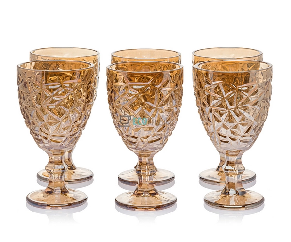 Набір келихів для вина Золотий лід із кольорового скла G ... Набір келихів для вина Золотий лід із кольорового скла G ...