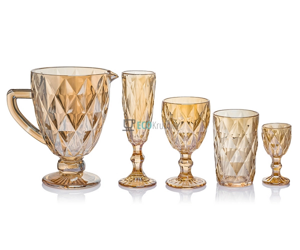 Набір келихів, склянок, чарок, глечик 25 предметів Золот ... Набір келихів, склянок, чарок, глечик 25 предметів Золот ...