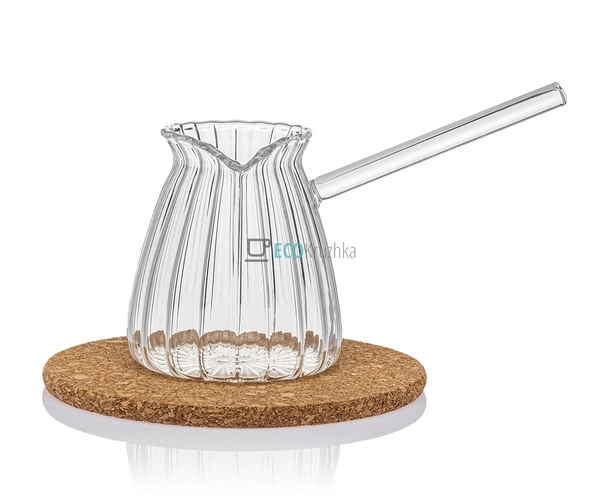 Турка для кави скляна ребриста 500 мл SNT-32231 Турка для кави скляна ребриста 500 мл SNT-32231