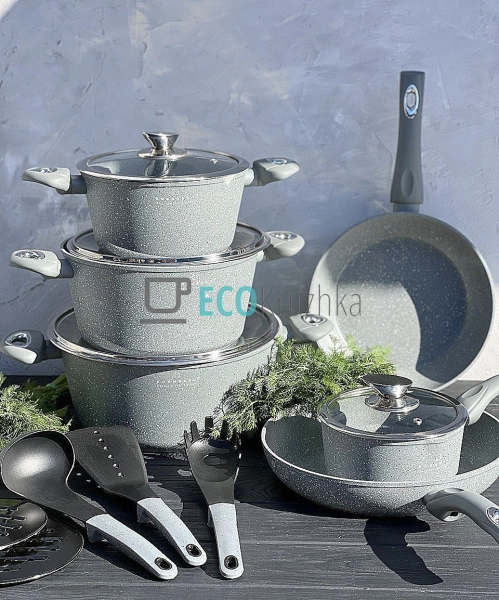 Набір каструль Edenberg 15 предметів з мармуровим антипр ... Набір каструль Edenberg 15 предметів з мармуровим антипр ...