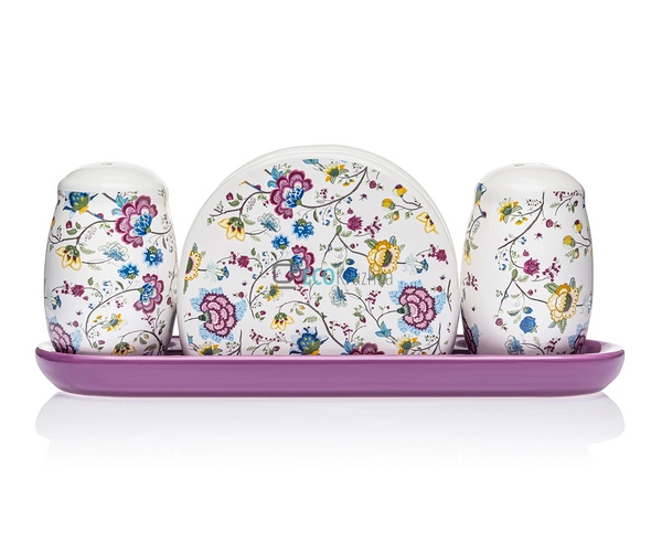 Набір для солі та перцю з серветницею на керамічній підс ... Набір для солі та перцю з серветницею на керамічній підс ...