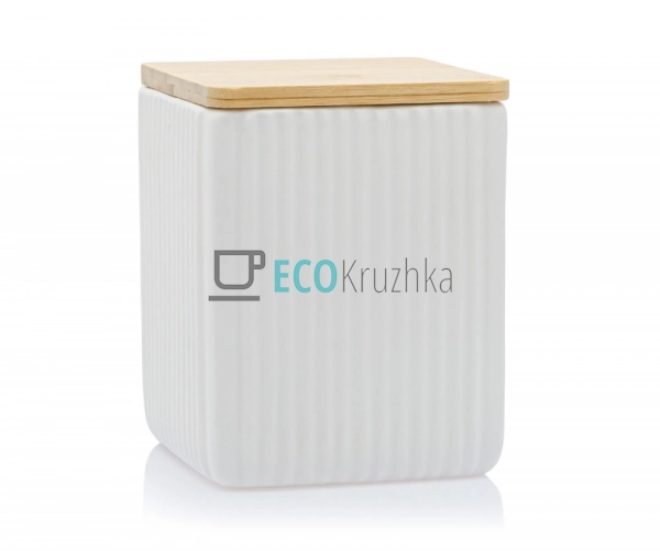 Керамічна банка Scandi White з бамбуковою кришкою (900 м ...