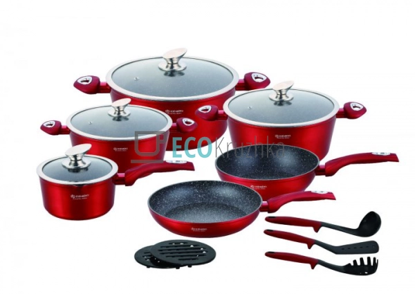 Набір каструль Edenberg 15 предметів з мармуровим антипр ... Набір каструль Edenberg 15 предметів з мармуровим антипр ...