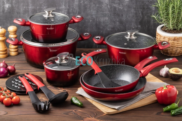 Набір каструль Edenberg 15 предметів з мармуровим антипр ...