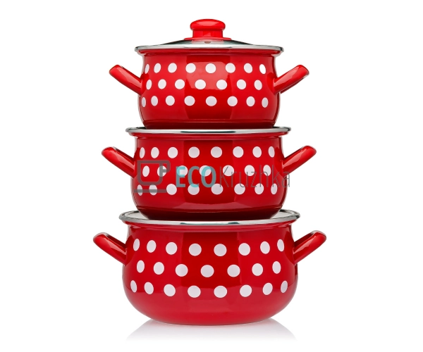 Набір із трьох емальованих к ... Набір із трьох емальованих к ...