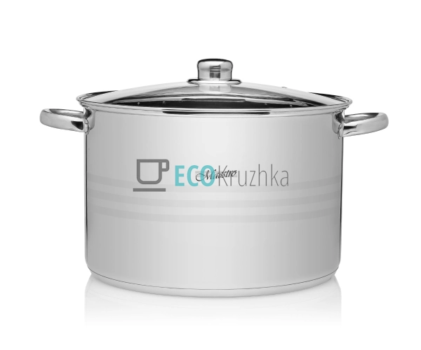 Каструля нержавіюча 14 л професійна з кришкою 30x20 см M ...