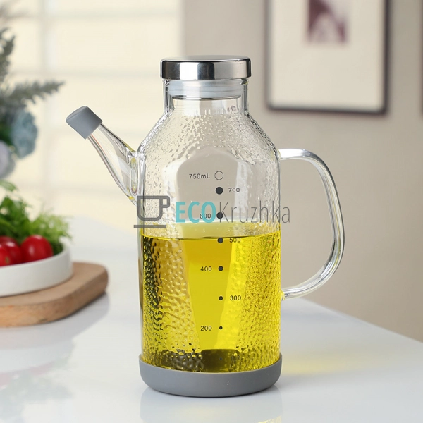 Скляний масляний резервуар 750 мл, для зберігання олії т ... Скляний масляний резервуар 750 мл, для зберігання олії т ...