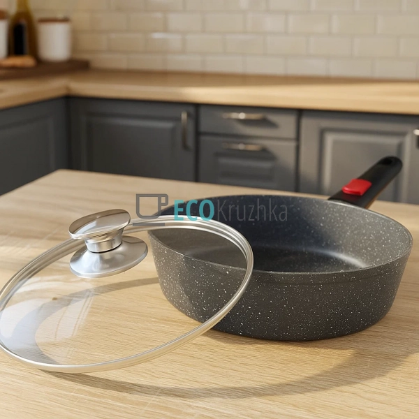Глибока сковорода 28 см (3.8 л) з кришкою та знімною руч ... Глибока сковорода 28 см (3.8 л) з кришкою та знімною руч ...