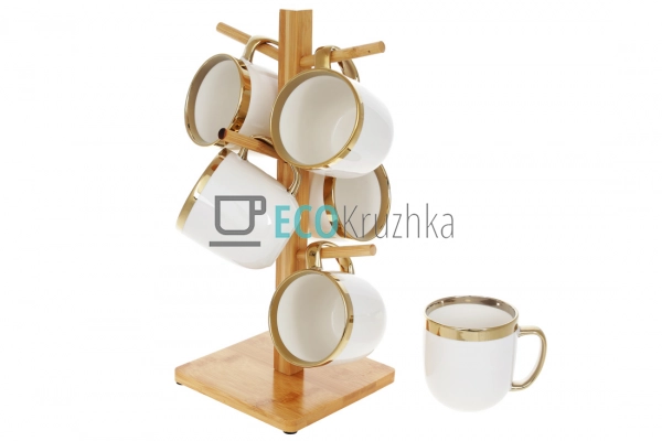 Набір (6 шт) порцелянових чашок 320мл "Золота лінія" на ... Набір (6 шт) порцелянових чашок 320мл "Золота лінія" на ...