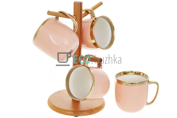 Набір (4 шт) порцелянових чашок320мл "Золота лінія" на б ... Набір (4 шт) порцелянових чашок320мл "Золота лінія" на б ...