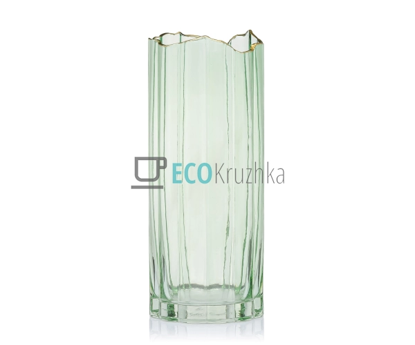 Ваза Гетсбі D12*30см, зелена із золотом (527-802)