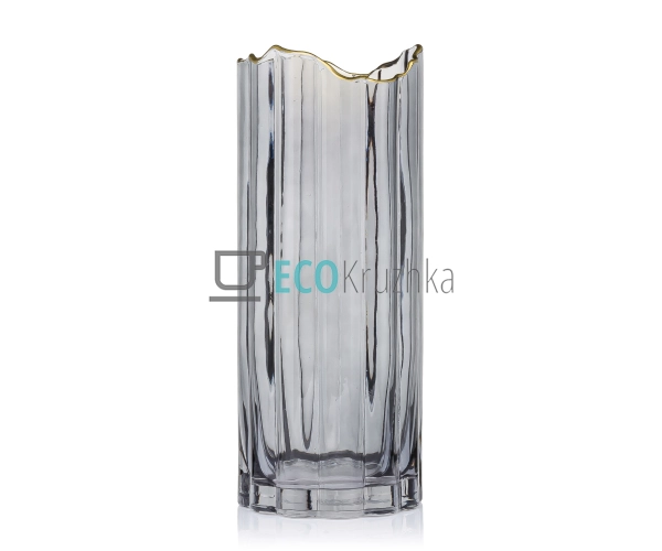 Ваза Гетсбі D12 х 30см, димчасто-сіра з золотом (527-804 ... Ваза Гетсбі D12 х 30см, димчасто-сіра з золотом (527-804 ...