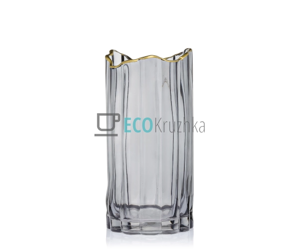 Ваза Гетсбі D11.5 х 25см, димчасто-сіра з золотом (527-8 ...