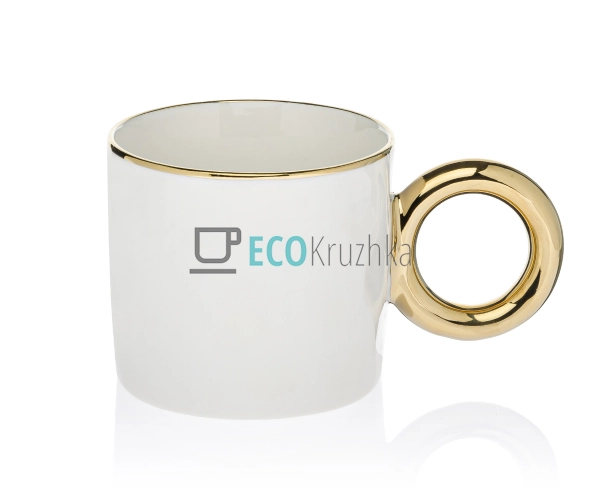 Кухоль порцеляновий з золотою ручкою "Бублик", 300 мл Бі ... Кухоль порцеляновий з золотою ручкою "Бублик", 300 мл Бі ...