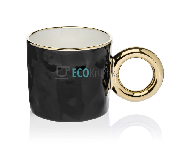 Кухоль порцеляновий з золотою ручкою "Бублик", 300 мл Чо ... Кухоль порцеляновий з золотою ручкою "Бублик", 300 мл Чо ...