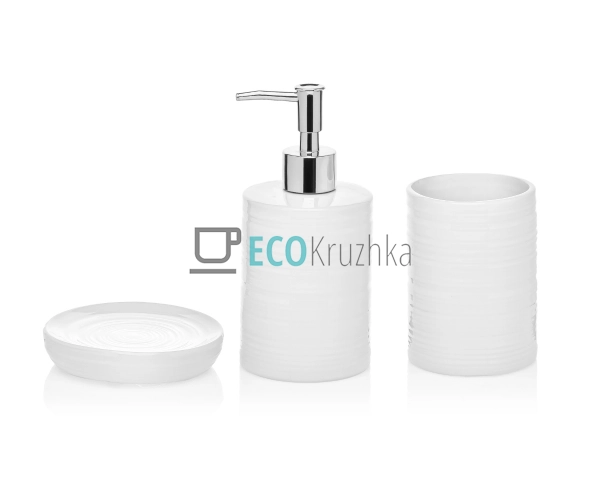 Набір для ванної кімнати (3 предмети): дозатор 390мл, ск ... Набір для ванної кімнати (3 предмети): дозатор 390мл, ск ...