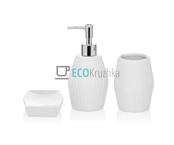 Набір для ванної (3 предмети): дозатор 350мл, склянка дл ... Набір для ванної (3 предмети): дозатор 350мл, склянка дл ...