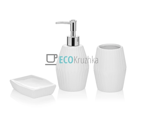 Набір для ванної (3 предмети): дозатор 350мл, склянка дл ... Набір для ванної (3 предмети): дозатор 350мл, склянка дл ...