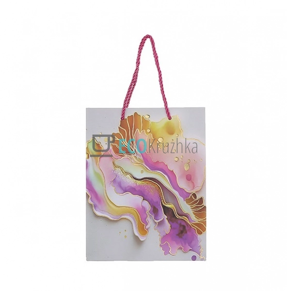 Подарунковий пакет з принтом та золотим напиленням 23 см ...