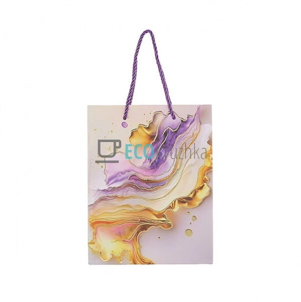 Подарунковий пакет з принтом та золотим напиленням 32 см ...