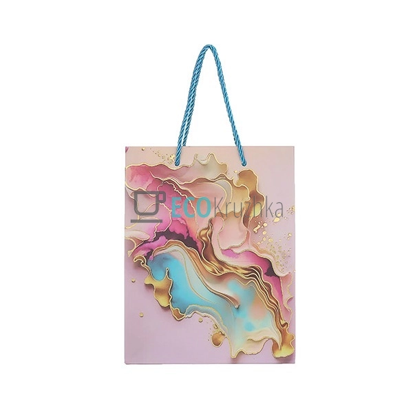 Подарунковий пакет з принтом та золотим напиленням 41 см ...