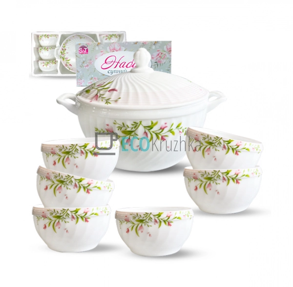 Набір суповий 7 предметів Тюльпани (2.5 л, 740 мл) Склок ... Набір суповий 7 предметів Тюльпани (2.5 л, 740 мл) Склок ...