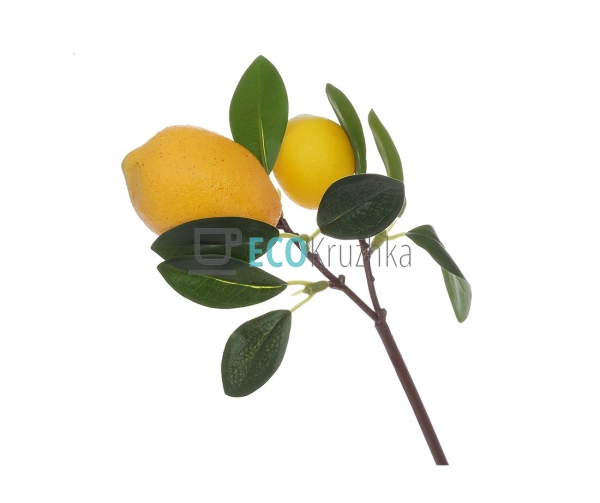 Гілка Лимона декоративна, 32 см, колір жовтий з зеленим ... Гілка Лимона декоративна, 32 см, колір жовтий з зеленим ...