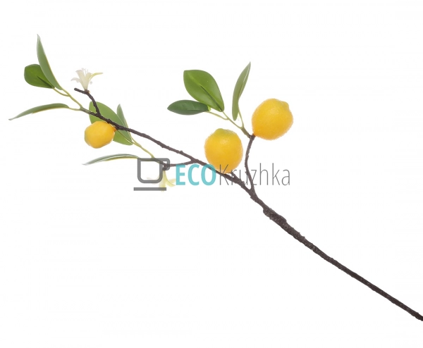 Гілка декоративна Лимон з плодами і суцвіттями, 46 см (а ... Гілка декоративна Лимон з плодами і суцвіттями, 46 см (а ...