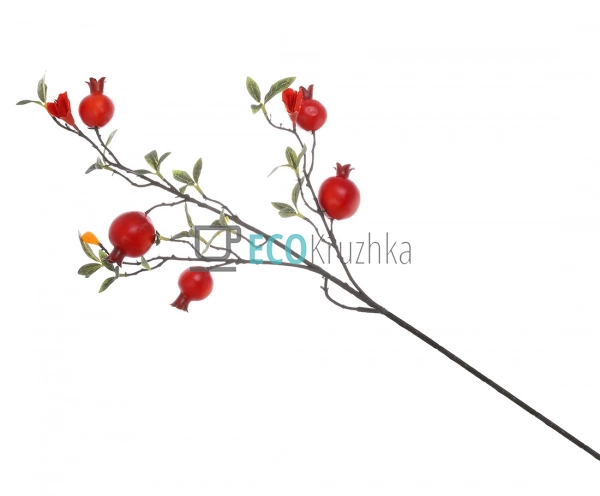 Гілка Гранату декоративна з плодами і суцвіттями, 77 см  ...