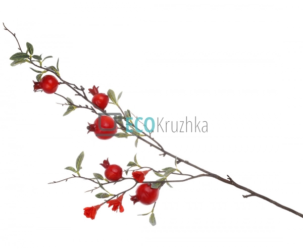 Гілка декоративна Гранату з плодами та суцвіттями, 90 см ... Гілка декоративна Гранату з плодами та суцвіттями, 90 см ...