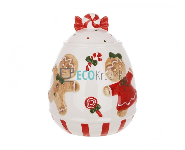 Керамічна банка для солодощів "Веселі пряники", 600мл, б ...