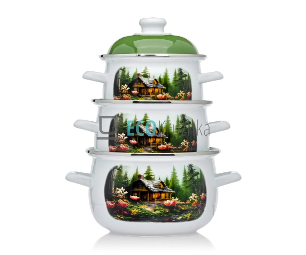 Набір із трьох емальованих кастрюль Edenberg EB-1889 Набір із трьох емальованих кастрюль Edenberg EB-1889