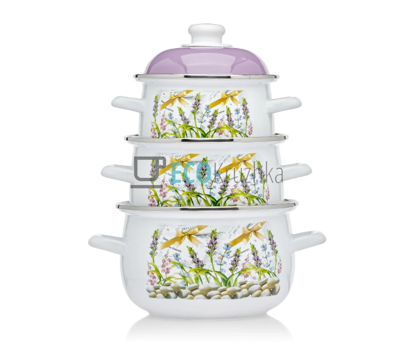 Набір із трьох емальованих кастрюль Edenberg EB-1887 Набір із трьох емальованих кастрюль Edenberg EB-1887