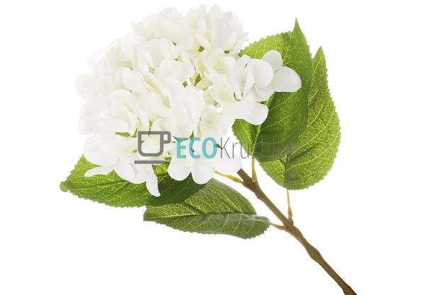 Декоративна гілка білої гортензії 60 см квітка D16 см (1 ... Декоративна гілка білої гортензії 60 см квітка D16 см (1 ...