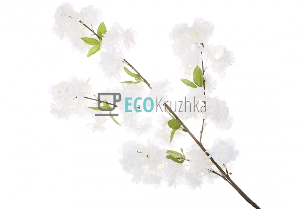 Декоративна гілка білої сакури 101 см (137-018)