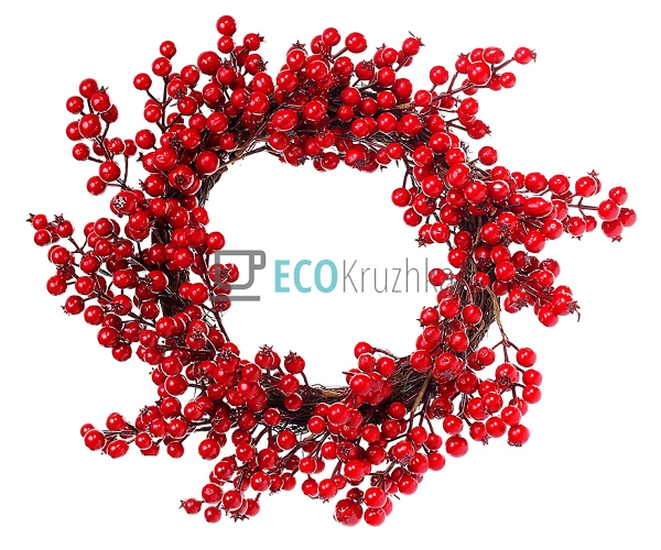 Новорічний вінок "Червоні ягоди", 50 см (Модель 758-252) Новорічний вінок "Червоні ягоди", 50 см (Модель 758-252)