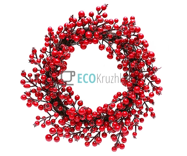 Вінок із червоних ягід, 40 см (Модель 758-224)