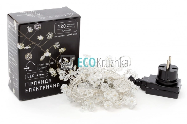 Гірлянда-кластер 120 LED із декором "Сніжинка", теплий б ... Гірлянда-кластер 120 LED із декором "Сніжинка", теплий б ...