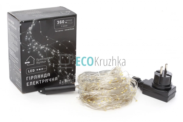 Гірлянда-пучок 360 LED, теплий білий, 18 ниток по 2 м, 2 ... Гірлянда-пучок 360 LED, теплий білий, 18 ниток по 2 м, 2 ...