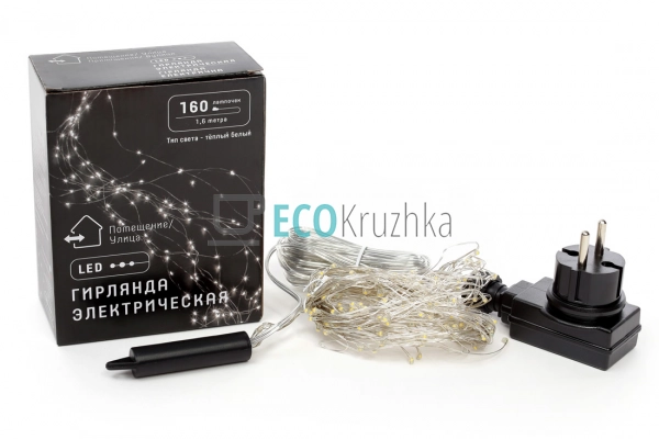 Гірлянда-пучок 160 LED, теплий білий, 10 ниток по 1,6 м, ... Гірлянда-пучок 160 LED, теплий білий, 10 ниток по 1,6 м, ...