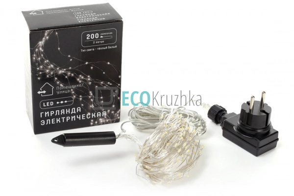 Гірлянда-пучок 200 LED, теплий білий, 10 ниток по 2 м, 2 ... Гірлянда-пучок 200 LED, теплий білий, 10 ниток по 2 м, 2 ...