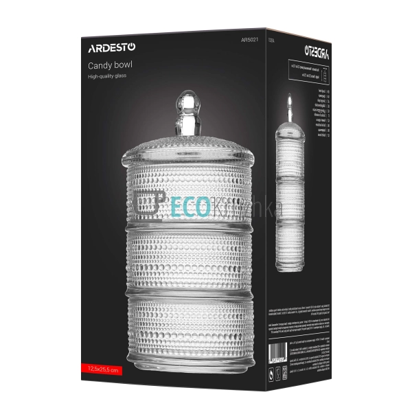 Цукерниця Ardesto Verbena, 12.5см, скло, прозорий (AR502 ... Цукерниця Ardesto Verbena, 12.5см, скло, прозорий (AR502 ...