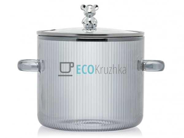 УЦІНКА Скляна каструля 2.3 Ребриста Ведмедик Сіра (МішАн ... УЦІНКА Скляна каструля 2.3 Ребриста Ведмедик Сіра (МішАн ...
