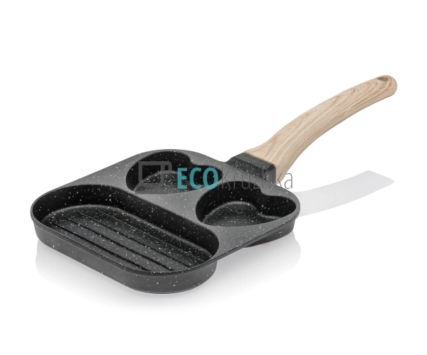 Сковорода для сніданку алюмінієва 18,3 х 18 х 2 см, Чорн ... Сковорода для сніданку алюмінієва 18,3 х 18 х 2 см, Чорн ...