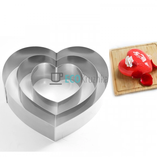 Набір форм для випікання тортів, 3 шт, форма серце (10x4 ...